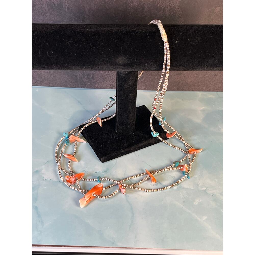 Zuni Multi Strand Heishi Shell Fetish Necklace Southwestern - Picture 2 of 6
